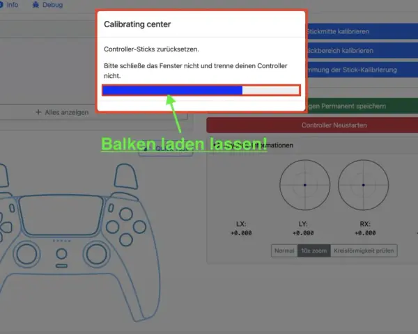 PS5 Controller kalibrieren: Fortschrittsbalken wird geladen, während die Stickmitte zentriert wird. Nicht trennen!